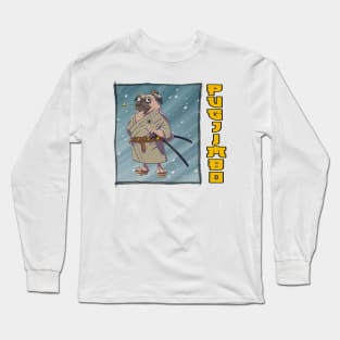 Pugjimbo - Blue Background Long Sleeve T-Shirt